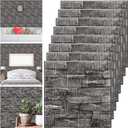 Tinlade 30 Pcs 28.81 Sq ft 3D Wall Panels Peel and Stick Foam Brick Wallpaper Printable Faux Brick Wall Panels Decorative Self Adhesive Tiles Waterproof (Rock Black)