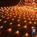 WATERGLIDE Outdoor Halloween Net Lights, 12FT x 5FT 360 LED Fairy String Light with 8 Lighting Modes, Connectable Light Safe Adaptor for Garden Tree, Bushes, Holiday Wedding Party Decorations, Orange