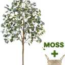 Warmplants Artificial Eucalyptus Tree, 5ft Tall Mordern Fake Eucalyptus Plant with Basket, Green Silk Leaves Perfect Faux Trees for Home Office Livingroom Floor Decor Indoor Outdoor