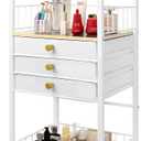 Large Jewelry Holder Organizer, Jewelry Display Stand with 3 Jewelry Box Drawers, Earring Storage Organizer Necklace Rack Jewelry Towers for Necklace Earring Bracelet Ring Watch (White)