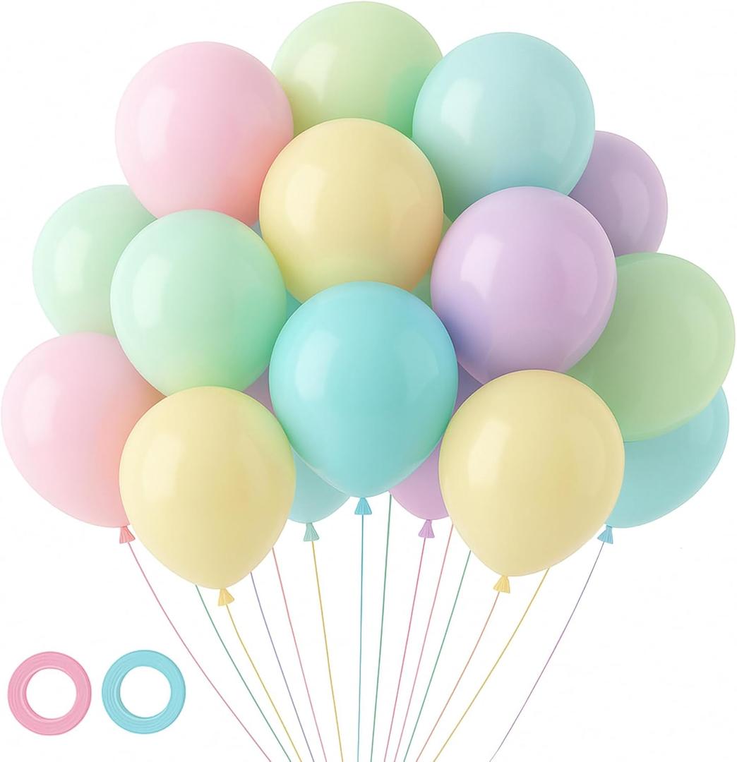 Voircoloria 105pcs Pastel Balloons 12inch Party Latex Balloons for Birthday Easter Baby Shower Graduation Wedding Gender Reveal Anniversary Party Decorations