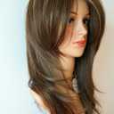 Long Layered Light Brown with Blonde Wig Balayage Color Wig with Brown with Blonde Highlight Wig Synthetic Hair Multicolor for White Women