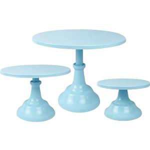 KERYNICE 3 Pcs Cake Stand Set Blue Metal Cupcake Holder Dessert Display Plate Decor Serving Platter for Baby Shower Wedding Birthday Parties Celebration
