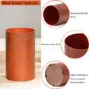 Hand-Hammered Antique Copper Metal Trash Can, Small Decorative Wastebasket for Bathroom, Bedroom, Office, Kitchen & Dorm - Durable Round Garbage Bin, 7" W X 7" L X 12" H