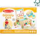 Melissa & Doug Wooden Shape Sorting Grocery Cart - Toddler Toys with 12 Blocks, Puzzle Board and Coffee Cup for Pretend Play and Montessori Toys - FSC Certified
