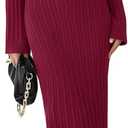 Saodimallsu Womens Off Shoulder Maxi Sweater Dress Long Sleeve Bodycon Sexy Elegant Club Party Knit Dresses (Red, L)