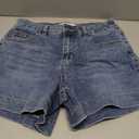 luvamia Jean Shorts for Women High Waisted Mid Thigh Mom Stretch Denim Shorts Casual Summer Jorts Country Concert Outfit (Blue, S)