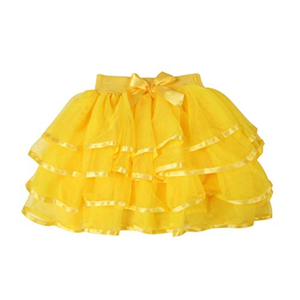 BGFKS 4 Layered Tulle Tutu Skirt for Girls, Girl Ballet Tutu Skirt (Yellow, 4-5 Years)