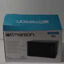 Emerson MW7302B Compact Countertop Microwave Oven with Touch Control, LED Display, 700W, 10 Power Levels, 6 Auto Menus, Glass Turntable and Child Safe Lock, 0.7 Cu., Ft. Black