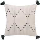 Soft Decorative Knitted Throw Pillow Cover with Tassels, Perfect for Couch Sofa Bedroom Living Room, Cute Pillow Case Sham 18x18 Inch