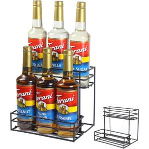 Coffee Syrup Rack (6 Bottle Capacity)Coffee Syrup Organizer for Coffee Bar Kitchen.Small Wine Rack for Bar Family Storage for Syrup Wine Dressing