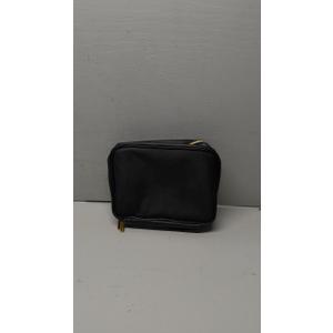 Small Makeup Bag for Purse Mini Make up Pouch Cute Cosmetic Pouch for Women with Slip-in Pockets Eco Vegan Leather, Black