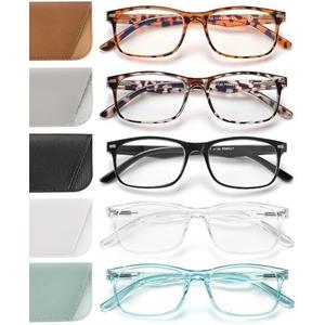 JOLISU 5 Pack Reading Glasses for Women, Spring Hinges Lightweight Readers Glasses,Blue Light Reading Glasses Anti Eyestrain