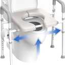 Raised Toilet Seat with Handles - Width & Height Adjustable Toilet Seat Risers for Seniors, Heavy Duty Handicap Toilet Riser, Fit Any Toilet, Up to 400lbs