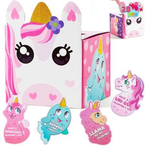 JOYIN Valentine box Unicorn Classroom Mailbox for Kids Party Favor, School Classmates Exchange Prizes