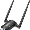 Wireless WiFi Adapter for Desktop PC - QGOO AC1300Mbps USB 3.0 Network Dongle with 5dBi High Gain Dual Antennas, 2.4GHz/5GHz Dual Band for Laptop Computer Compatible Windows11/10/8 (black)
