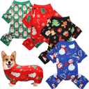 4-Piece Santa Puppy Pajamas - Christmas & Holiday Set (Santa Patterns, Medium)