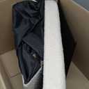 B FSOBEIIALEO Ottoman with Storage for Living Room, Sherpa Folding Storage Ottoman Foot Rest, 30 Inches Collapsible Bedroom Bench White