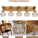 Farmhouse Bathroom Light Fixtures, 5-Light Gold Bathroom Vanity Light, Rustic Matte Antique Brass Finish with Metal Lampshade, Wall Sconces for Bedroom, Living Room, Hallway