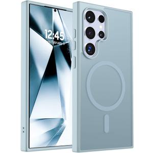 SUPFINE Magnetic for Samsung Galaxy S24 Ultra Case(Compatible with MagSafe) (Military Grade Drop Protection) Slim Translucent Shockproof Phone Case,Sliver Blue