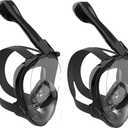 Full Face Snorkel Mask, Diving Mask for Kids and Adults,180 Panoramic View Snorkel Mask with Camera Mount, Safe Breathing, Anti-Leak&Anti-Fog (Medium, BLACK+BLACK)