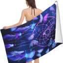 Butterfly Dreamcatcher Beach Towel 31inx51in, Night Sand-Free Microfiber Bath Towel Ultra Soft Quick Dry Pool Towel Absorbent Towel Lightweight Towel for Swimming Bathroom Decor
