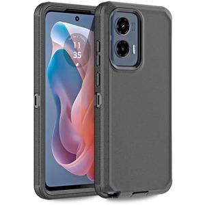 Anloes Case for Motorola Moto G Stylus 5G 2024, Phone Case Heavy Duty Shockproof Dustproof Rugged Protective, 3 in 1 Bumper Cover Black(Without Built-in Screen Protector) Pack of 2