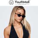 Retro Oval Sunglasses for Women Small Oval 90s Sunnies Trendy Narrow Cat Eye Vintage Shades 2 Pack