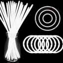 White Glow Sticks Bulk Light Up Bracelet Glow Necklaces with Connectors 50ct 8" Glowsticks Neon Party Favors for Christmas New Year Valentine's Day 4th of July Wedding Birthday Carnival