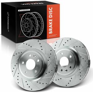 A-Premium 12.80 inch (325mm) Front Drilled and Slotted Disc Brake Rotors Compatible with Select Ford & Lincoln Models - Explorer 2011-2019, Taurus 2010-2019, Flex 2009-2019, MKS, MKT, 2-PC Set