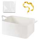 Empty Gift Baskets for Baby Shower, 15.4"L x 11.4"W x 6.7"H Cute Woven Storage Basket with Gift Bags and Ribbons, Small Rope Toy Basket with Handles, Cat Dog Pet Toy Organizer - Small White