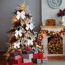 3 x allgala Christmas Decorative Metallic Foil Fabric Bows for Wreath Garland Christmas Tree Chair Wedding-2 Pack-14 (30x35cm)-White-XBW92381