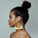 Large Hoop Earrings For Women, 14k Gold Plated Big Chunky Geometric Hollow Brushed Dangle Earring Fashionable Minimalist Gift Jewelry
