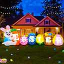10FT Long Easter Inflatables Outdoor Decorations Inflatable Bunny Banner Decor Blow Up Yard Decorations with Lights Home Party Easter Decoration