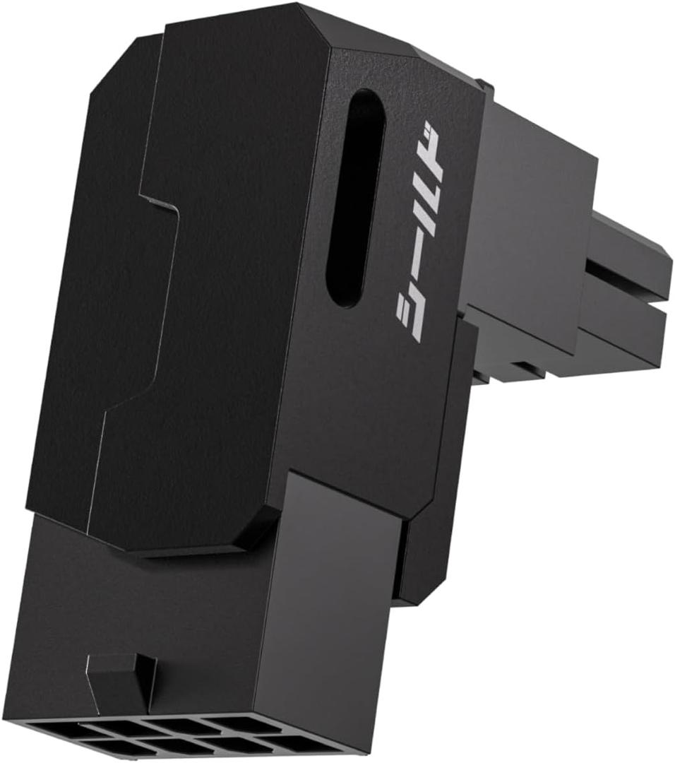 EZDIY-FAB Shield Series 8-Pin PCIe GPU Power Adapter,90-Degree Angled Connector, Aluminum Design for Graphics Cards  Standard Type,Black-1 Pack