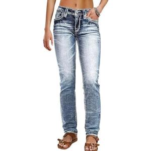 Flamingals Mid Rise Skinny Jeans for Women, Trendy Wash Stretchy Butt Lifting, Western Jeans with Pocket Back, X-Small