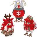 Cllayees 3 Pack 6 Inch Christmas Table Decorations - Small Bird Figurines, Red Cute Xmas Ornaments for Table Top, Desktop, Mantel, Kitchen Decor, Holiday, Winter Party Gifts