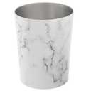 mDesign Round Metal Small 1.7 Gallon Recycle Trash Can Wastebasket, Garbage Container Bin for Bathrooms, Kitchen, Bedroom, Home Office - Durable Stainless Steel - Mirri Collection - White Marble