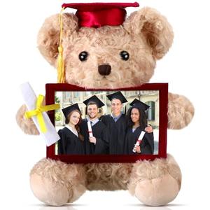 Sotiff 10'' 2026 Graduation Plush Bear with Picture Frame for 4 x 6'' Photo Graduation Gifts Stuffed Bear for Kids Granddaughter Son Girls Boys Preschool Kindergarten Students(Brown, Maroon)