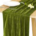 Velvet Table Runner 20 x 120 Inches 10ft Luxurious Thick Soft Velvet Christmas Thanksgiving Wedding Reception Table Runner for Party Reception Decorations(Olive Green, 1 Pack)