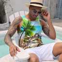 Goodstoworld Mens 3D Tank Top Novelty Graphic Breathable Quick Dry Sleeveless Beach Shirt S-4XL (L)