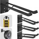 14" Large Heavy Duty Garage Hooks, 4-Pack Steel Garage Storage Hooks with Support Rods, Utility Wall Mount Hangers for Power Tools, Car Tires, Ladders, Chairs, Garden Tools and More