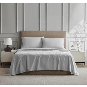 Linen Closet 100% Cotton Twin Sheets Set, 3 Pieces - Light Grey - Cooling & Crisp Percale - Breathable Sheets & Pillowcases Set For Twin Bed - Deep Pocket Fitted Sheet - Juego De Sbanas