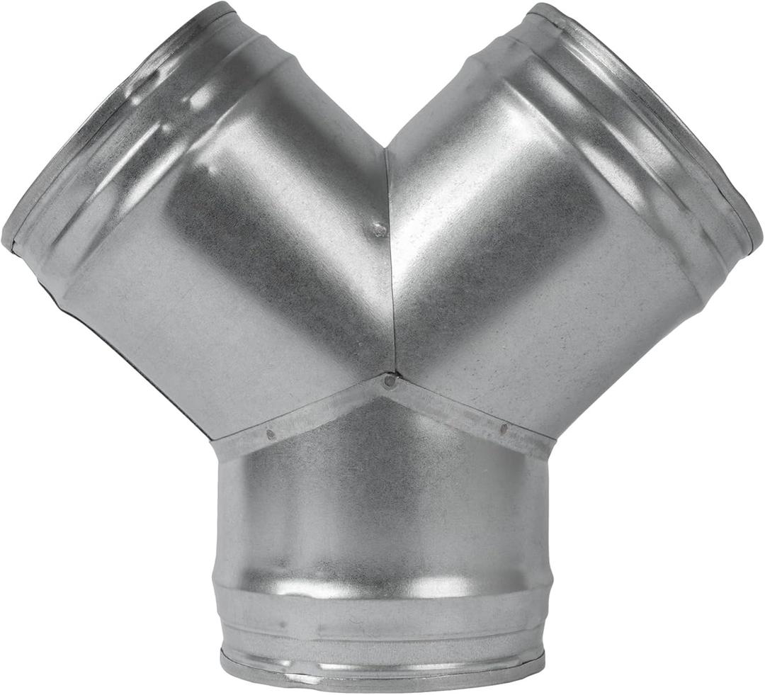 Vent Systems 5" Inch Metal Duct Connector  3-Way Y Fitting for Hose Splitter and Extractor Fan  Durable Galvanized Steel HVAC Adapter with Smooth Surface for Dryer, Exhaust, Ventilation Systems