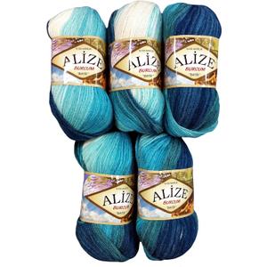 Alize Burcum batik wool 5 x 100 gram multicolored with color gradient, 500 Grams Knitting Yarn 