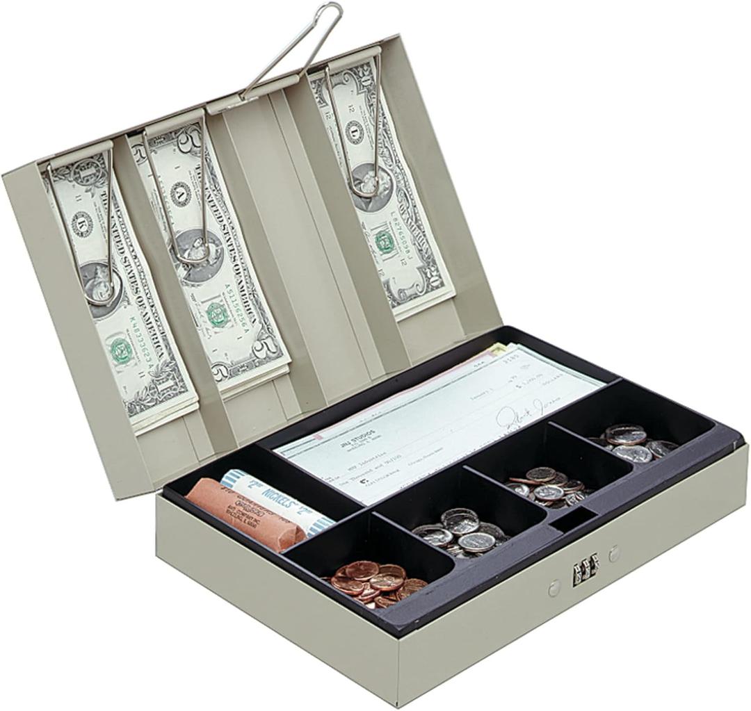 Cash Box, 3 1/8"H x 11 3/8"W x 7 5/8"D, Sand
