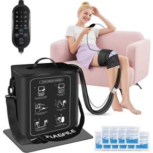 Cold Therapy Machine with Programmable Timer, Ice Machine for Knee After Surgery, Knee Replacement Recovery System, Pain Relief for Post Surgery, w/Compression Pad for Shoulder, Hip and Ankle (Black)