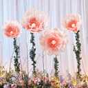 4 Pcs Wedding Giant Flowers Decorations 24 Inch 16 Inch 3D Large Silk Flowers Artificial Faux Floral Backdrop for Wedding Graduation Bridal Shower Birthday Party Supplies(Pink Gradient)