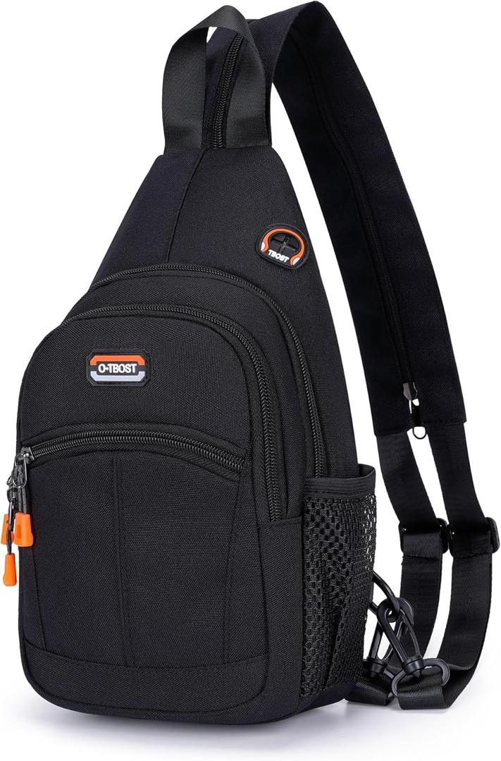 Small Sling Bags for Women Crossbody Backpack Multi-Pocket Adjustable Strap Daypack for Outdoors Hiking Traveling (Black)