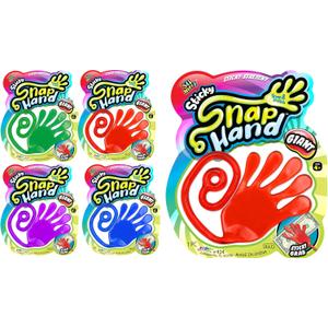 Giant Snap Hand-Jumbo Sticky Hands Toy (4 Pack Assorted) Large Stretchy Toy for Kids. Party Favors, Classroom Prizes, Birthday Gifts Easter Day Goodie Bags Stuffers Bulk. 414-4s